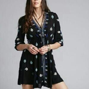 Free People Stargazer Embroidered Small Mini Dress